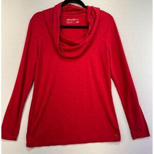 Eddie Bauer Womens Cowl Neck Long Sleeve Top Shirt M Red